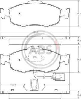 Гальмівні колодки пер. Transit 94-00/Mondeo 93-00 (ATE) A.B.S. 36808