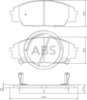 Тормозные колодки дисковые передние. Honda Civic, S2000, 2,0, 99-12 A.B.S. 37174