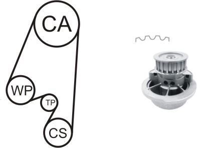 OPEL К-кт. ГРМ (помпа + ремінь + ролик + кріплення) ASTRA G 1.6 00-05, COMBO 1.6 01-06 AIRTEX WPK-167701 (фото 1)