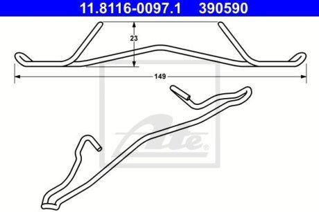 Пружина гальмівного супорта Opel Vectra B/Astra F/Vectra A,B 1.3-2.5 84- ATE 11.8116-0097.1