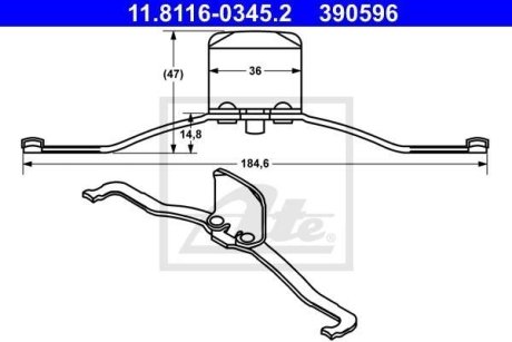 Пружина переднього суппорта Opel Vectra C, Volvo V40, V50 03- ATE 11.8116-0345.2