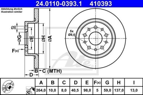 Диск тормозной задний, Fiat 500L, Tipo 1.0-1.6D 09.13- ATE 24.0110-0393.1