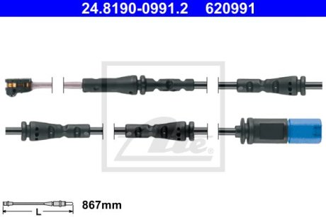 Датчик зносу колодок гальмівних ATE 24.8190-0991.2