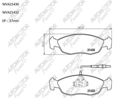 КОЛОДКИ ГАЛЬМІВНІ ПЕРЕДНІ Citroen Saxo (96-03);Xsara (97-05)/Peugeot 106 (91-), 306 (94-01) AUTOMOTOR France ABP9106