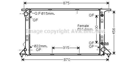 AVA VW Радіатор охолодження Audi A4/5, Q5 2.7TDI/3.0 AVA COOLING AIA2291