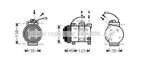 AVA Компресор кондиціонера AUDI A6/SKODA SUPERB/VW PASSAT 1997-2.5 TDI (вир-во AVA) AVA COOLING AIAK015