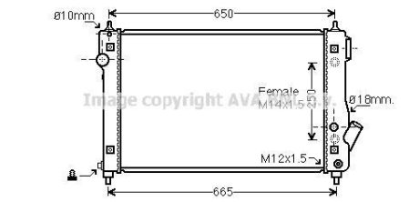 CHEVROLET Радіатор охолодження двиг. Aveo AVA COOLING DW2087 (фото 1)