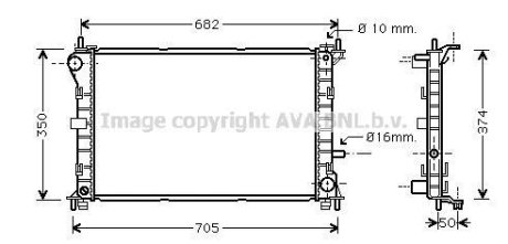 Радіатор охолодження двигуна Ford Focus I (98-04) MT/AT AVA AVA COOLING FD2379