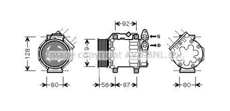 AVA Компресор кондиціонера FOCUS2/C-MAX/VOLVO C 30 (06-) 1.6 D (+)S40/V50 (вир-во AVA) AVA COOLING FDAK431