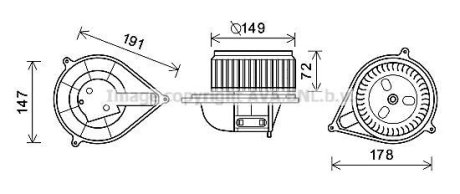 AVA FIAT Вентилятор салона Ducato 1.9/2.8JTD 98- AVA COOLING FT8427