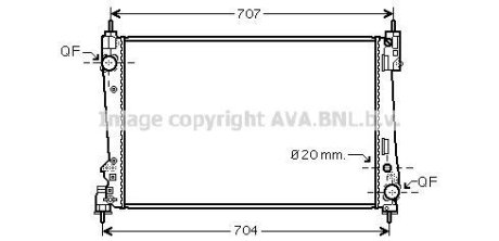 AVA FIAT Радіатор охолодження двиг. BRAVO II 1.4 07-, PUNTO 1.3 D 12-, ALFA ROMEO AVA COOLING FTA2401