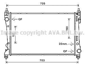 Радиатор охлаждения двигателя Fiat Doblo Opel Combo 10> 1,3 MJet 1,4i MT AC+/- AVA COOLING FTA2449 (фото 1)