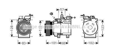 Компресор кондиціонера HYUNDAI SANTA FE 00-(AVA) AVA COOLING HYAK123