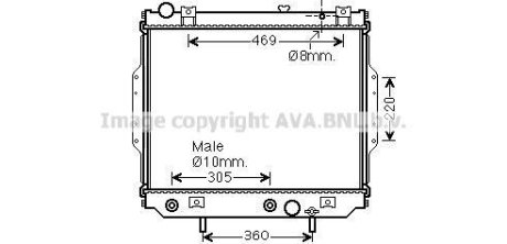 AVA JEEP Радіатор охолодження двиг. (built-in oil cooler) GRAND CHEROKEE II 2.7 CRD 01- AVA COOLING JE2071