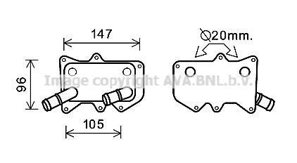 AVA HYUNDAI Масляний радіатор Santa Fe II,III,IV, Tucson, ix35, Kia Carnival, Sorento II, Sportage 2.0/2.2CRDI 09- AVA COOLING KA3215