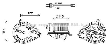 Вентилятор обігрівача салону MB Vito V638 AC+ AVA COOLING MS8627 (фото 1)