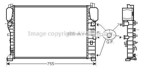 Радіатор охолодження двигуна MB E211 200 komp 220-270 CDI MT/AT AC+/- AVA AVA COOLING MSA2394