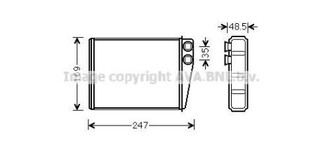 Радіатор обігрівача салону MB ML164 280-350CDI 350i 05>, GL164 320-450CDI 420-500i AVA COOLING MSA6673 (фото 1)