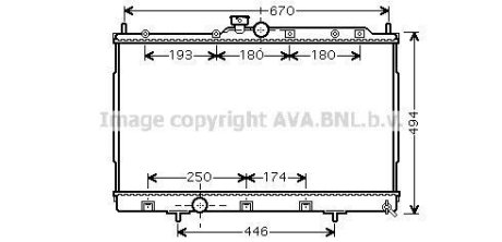 Радіатор охолодження двигуна Mitsubishi Outlander 2,0i 2WD/4WD 5MT AC+/- 03>06 AVA AVA COOLING MT2183