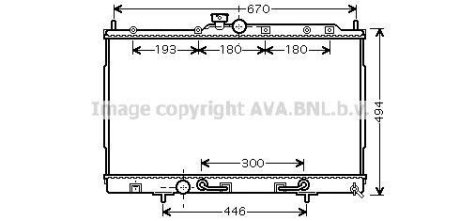 Радиатор охлаждения двигателя Mitsubishi Outlander 2,4i 02>06 MT/AT AC+/- AVA COOLING MT2197