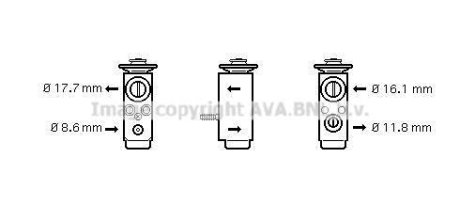 AVA OPEL Розширювальний клапан FIAT, SAAB AVA COOLING OL1352