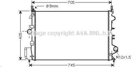 Радиатор охлаждения двигателя Opel Vectra C (03-08) 1,6i 1,8i MT AVA AVA COOLING OLA2462