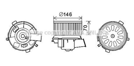 Вентилятор отопителя салона Peugeot 206 (00-), 307 (00-) auto AC AVA AVA COOLING PE8378