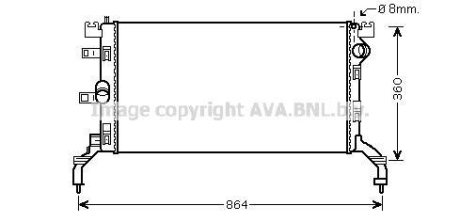 Радіатор охолодження двигуна Renault Laguna III (08-) 1,5d 2,0d MT AVA AVA COOLING RT2415