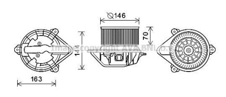 Вентилятор обігрівача салону Renault Master Opel Movano 1,9D 2,2D 2,5D 2,8D 01> AC+ AVA AVA COOLING RT8577