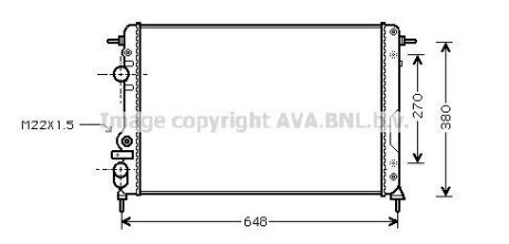 AVA Радіатор охолодження MEGANE 1,9 D 98- (585x377x23) AVA COOLING RTA2266