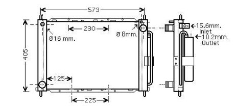 Радіатор охолодження двигуна Renault Clio III (06-) Modus (05-) 1,2i 1,5d MT/AT (c конденсером и осушителем) AVA AVA COOLING RTM405