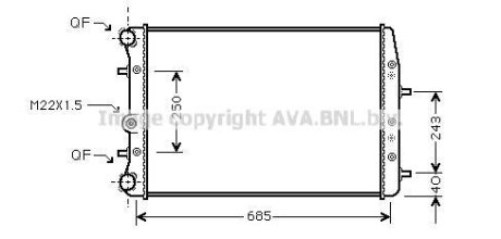 Радиатор охлаждения двигателя VW Polo (01-09), Skoda Fabia (99-07, 07-15), Room AVA COOLING SAA2008