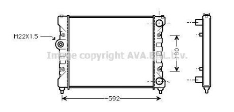 VW Радіатор сист. охолодження Caddy II, Polo, Seat 1.6/1.8 AVA COOLING STA2024 (фото 1)