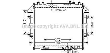 Радіатор охолодження двигуна Toyota Hilux (05-16) 2,5d 3,0d AT AVA AVA COOLING TO2496