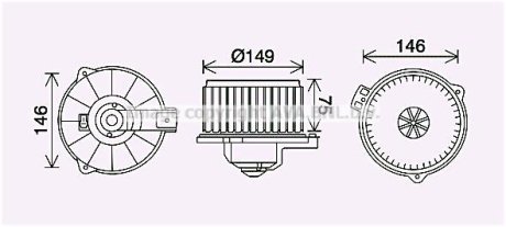 Вентилятор обігрівача салону Toyota Corolla (00-) 1.3i 1.4i 1.6i 1.8i AVA COOLING TO8735 (фото 1)