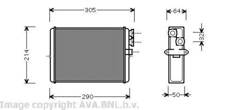 Радиатор отопителя Volvo S60 (00-), S70 (97-), S80 (98-), V70 (00-), XC70 (0 AVA COOLING VOA6110