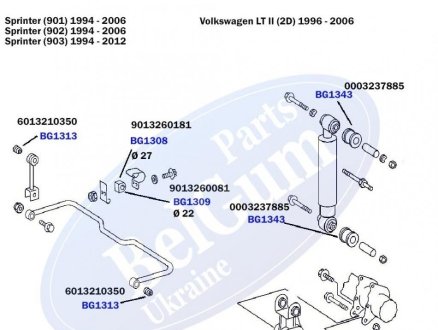 Втулка стабилизатора MB SPRINTER BELGUM PARTS BG1313 (фото 1)