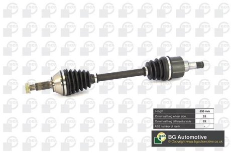 Піввісь Ford Focus 1.4-1.8i 98-05 (25/23) 630mm Л. BGA DS2301L