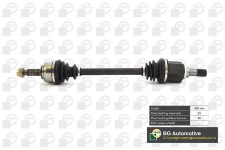 Піввісь Nissan Micra/Note 1.2-1.6 02-14 (23/26) 650mm Л. BGA DS6310L