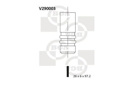 Клапан выпуск. Vectra/Omega/Zafira 2.0/2.2d (X20DTH/Y20DTH/X20DTH/Y22DTR) (26x6x97) BGA V290003