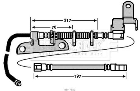 Гальмiвний шланг заднiй, правий BORG & BECK BBH7553