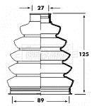 Пыльник приводного вала к-т d1=27mm d2=89mm h=125mm BORG & BECK BCB2358