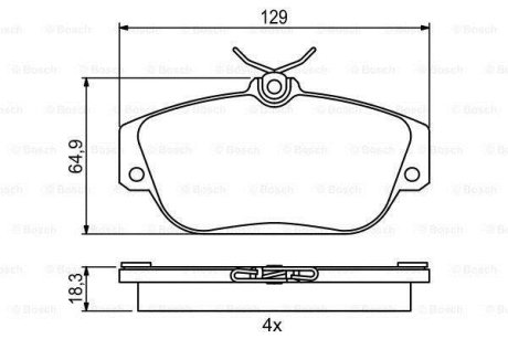 Колодки гальмівні (передні) Volvo S90/V90 97-98/740 84-92/780 86-90/940 90-98/960 90-96 BOSCH 0986424016