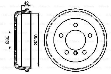 DB барабан гальмівний задній 207-210 230X42 BOSCH 0986477101