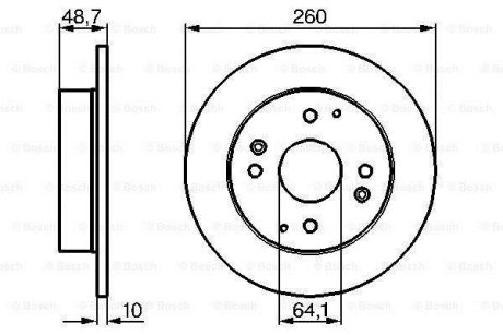 Диск гальмівний задн. HONDA Accord ROVER 620/623 93- (260*10) BOSCH 0986478172