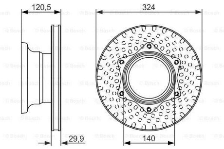 DB диск гальмівний задн. Vario 614-814 324x30 (вентил.) BOSCH 0986479600