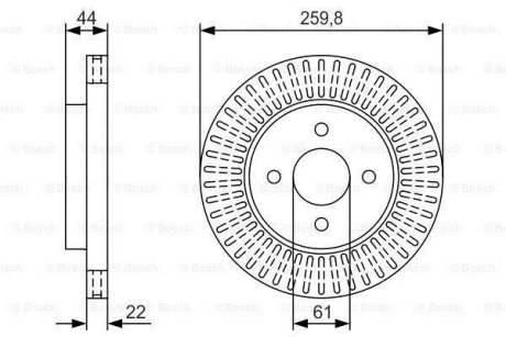 NISSAN Гальмівний диск пер. Versa II -20 BOSCH 0986479U02