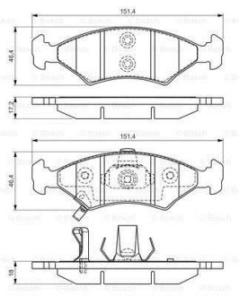 KIA гальмівні колодки дискові передн.Shuma 98- BOSCH 0986494547