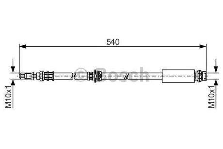 Шланг тормозной (передний) (L) Ford Fiesta V 05-08/Fusion 02-12 (L=494mm) BOSCH 1 987 476 057