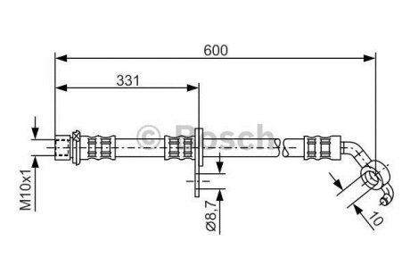 Шланг тормозной (передний) Toyota RAV4 1.8/2.0 16V 00-05 (L) (L=585mm) BOSCH 1 987 476 108